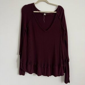 Free People Waffle Knit Top